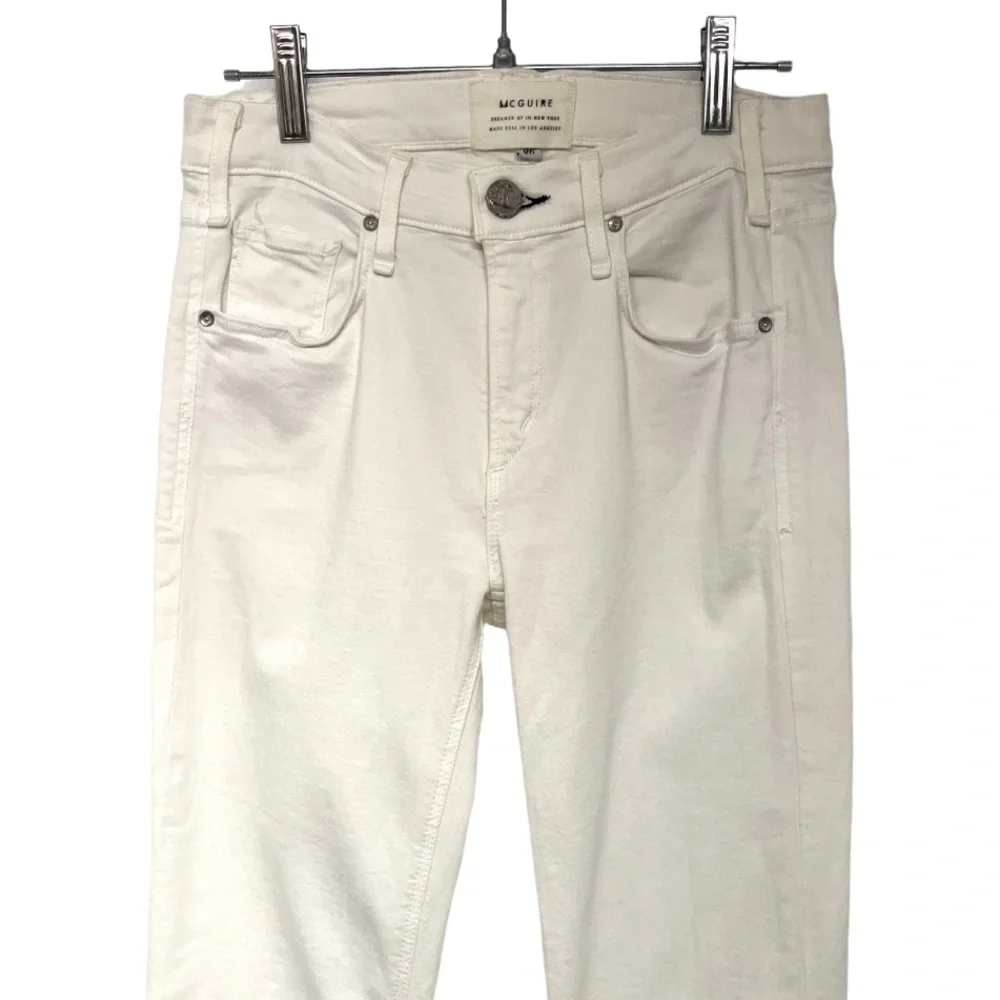 McGuire Ambrosio Majorette White Bohemian Kick Flare High Rise Crop Jeans - Picture 4 of 12